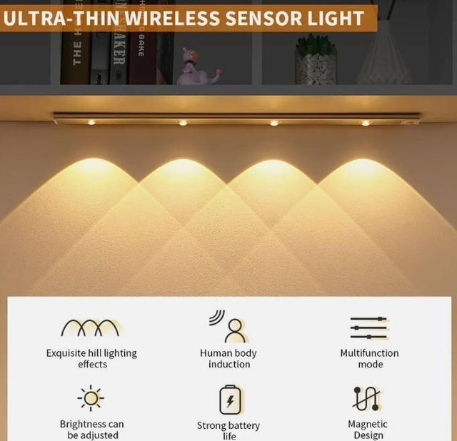 AURAutility Aesthetic LED Motion Sensor Cabinet Light (USB Rechargeble)