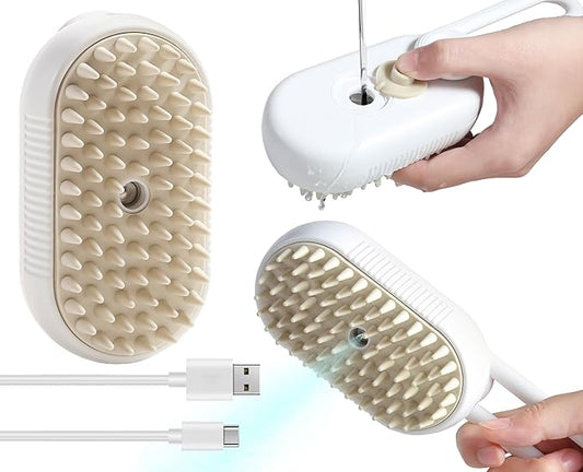 3-in-1 Steam Brush with Steamer For Pets Deshedder
