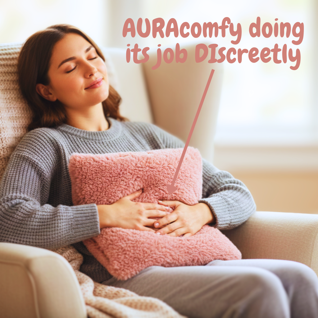 AURAcomfy Portable Cordless Heating Pad - Menstrual Heating Pad with Massage